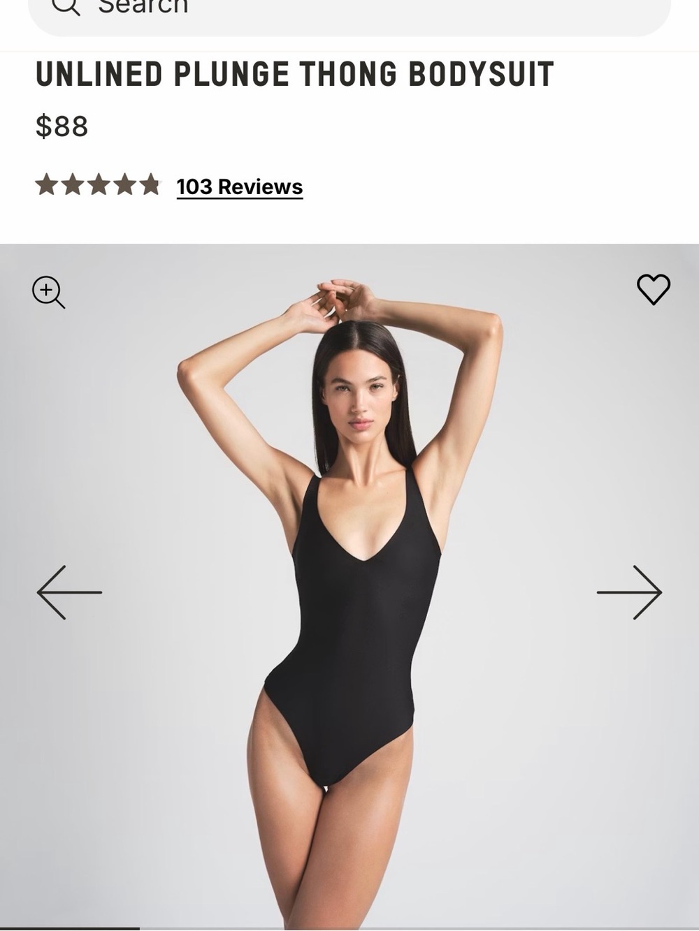 SKIMS Body Unlined Plunge Thong Bodysuit Black Onyx Women’s M NWT Snatched